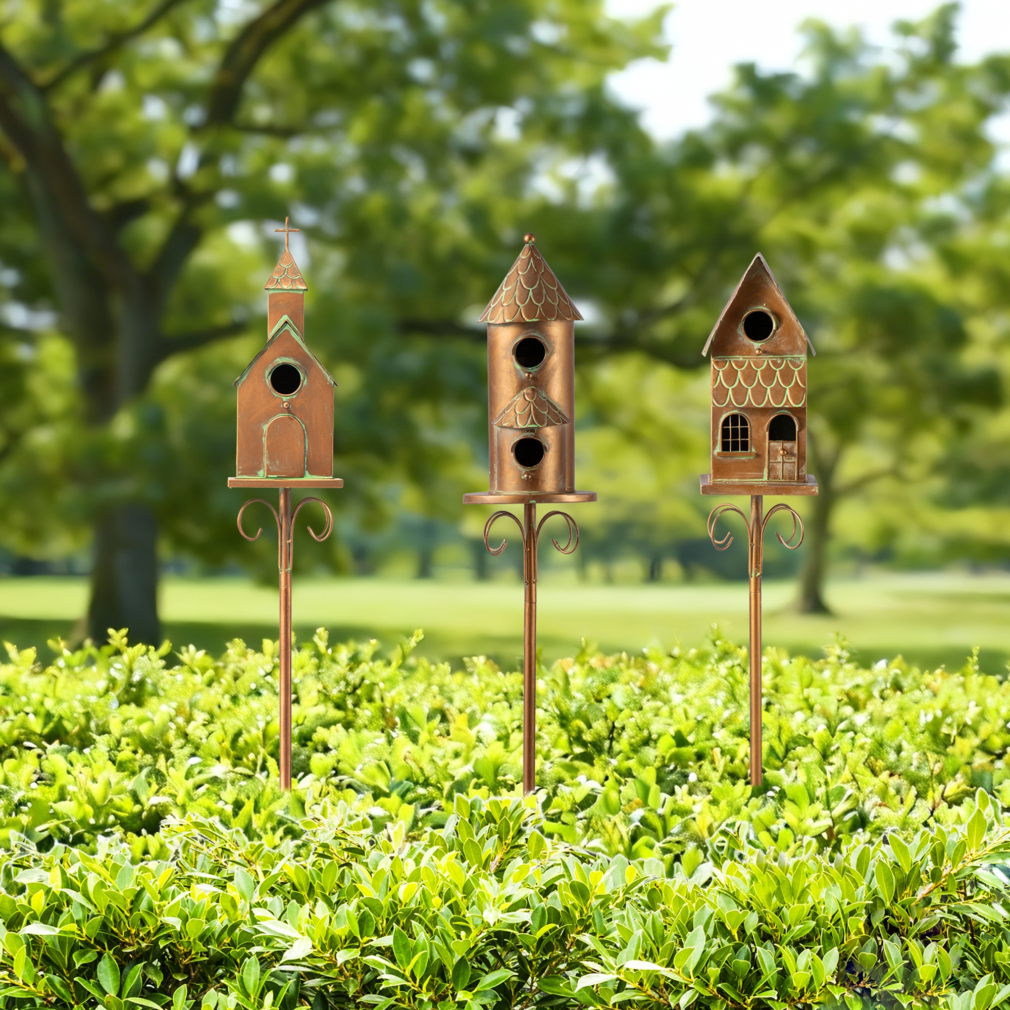 Church Design Iron Stake Birdhouse by Havenside Home - Overstock