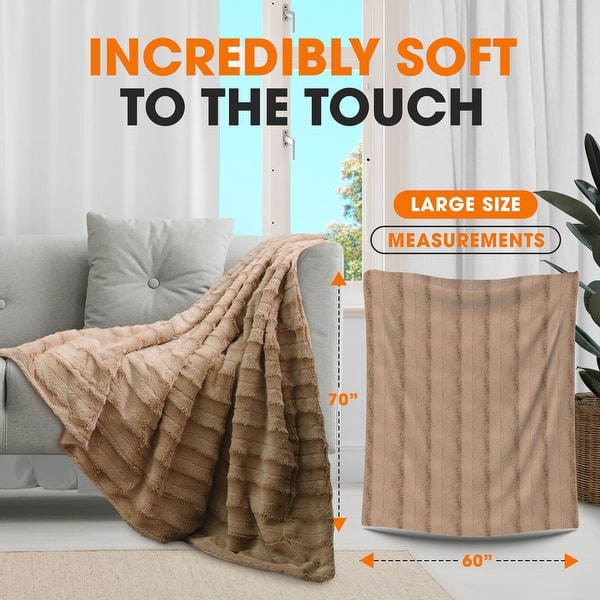 dimension image slide 24 of 31, Cheer Collection Faux Fur/ Microplush Reversible Throw Blanket