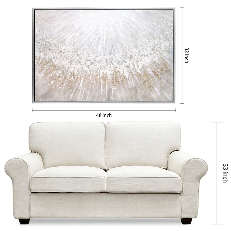 Silver Pellets Textured Glitter Hand Painted Canvas Wall Art 48" x 32"