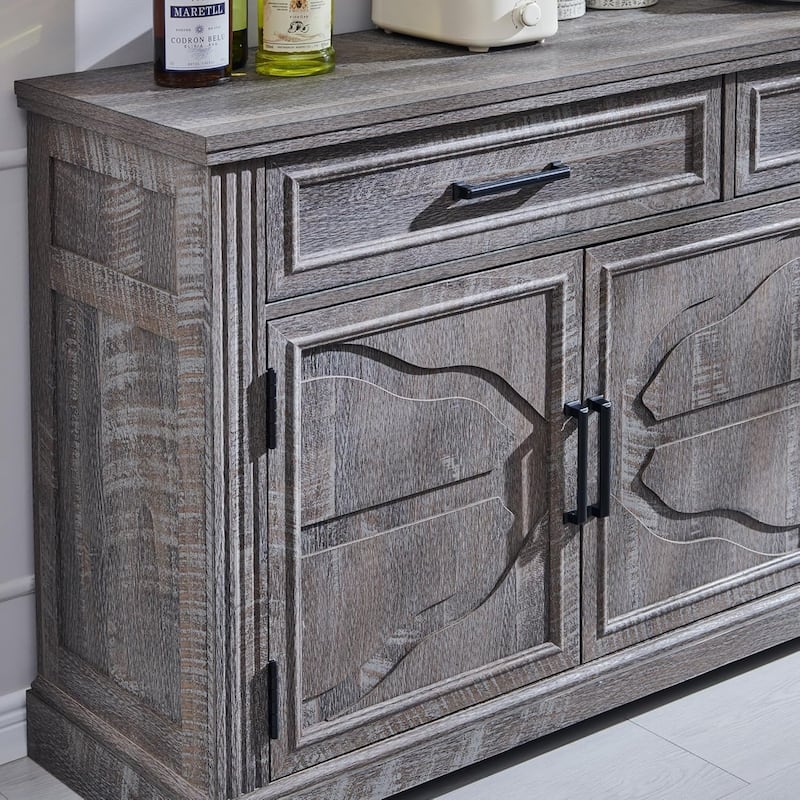 55" Large Buffet Sideboard Cabinet, Buffet Table Coffee Bar Wine Bar