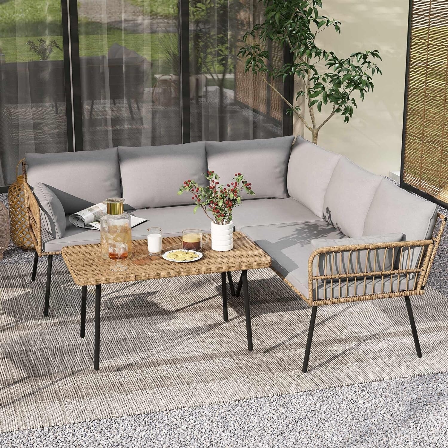 Kaeden rocking conversation 3 piece seating group set with cushions online