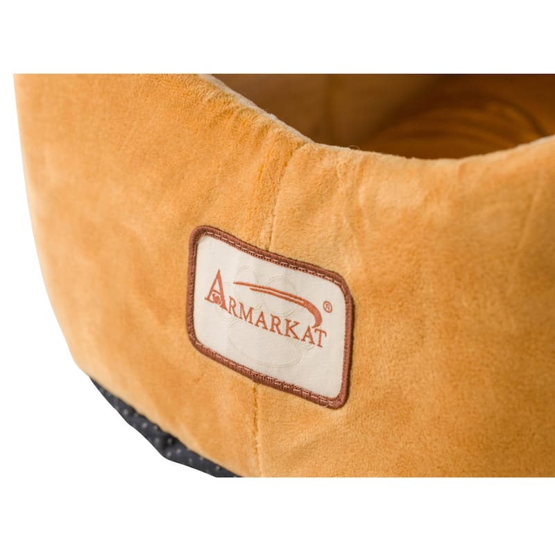 Cat Bed Cave Shape, Brown/Ivory - 18"L x 13"W x 13"H