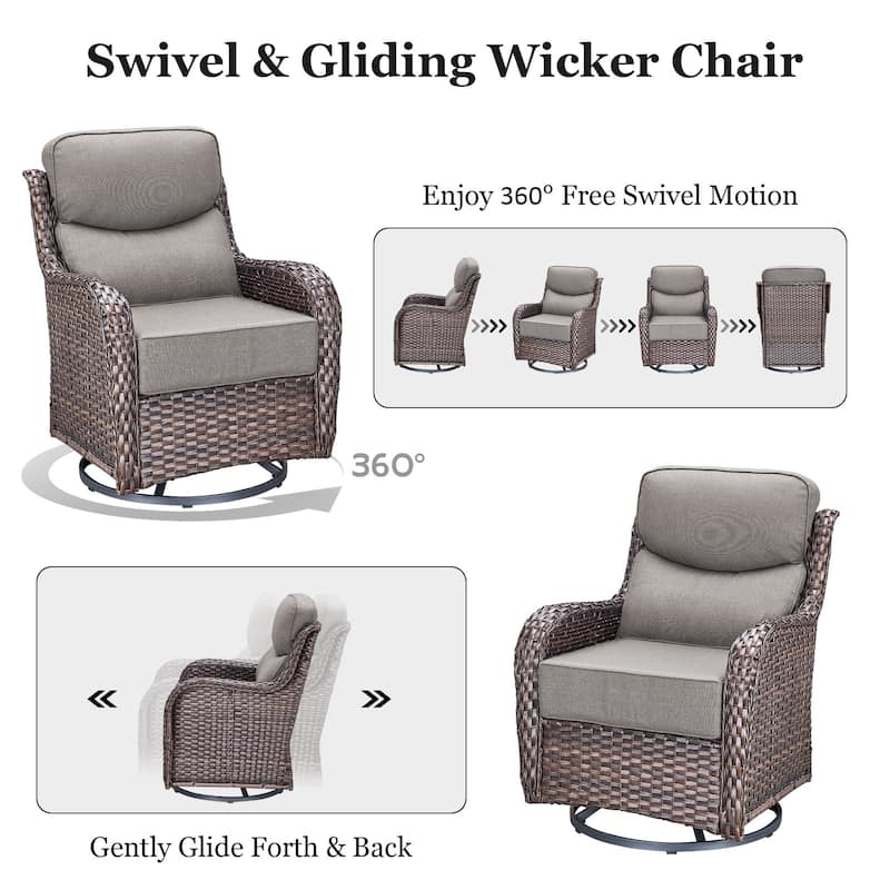 Pocassy Outdoor Sofa Patio Swivel Chairs Sets