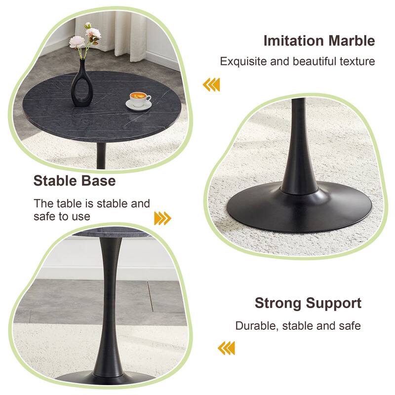 Kitchen Table with Thickened Tabletop, Round Tulip Dining Table, Bistro Table Circle Table Coffee Table