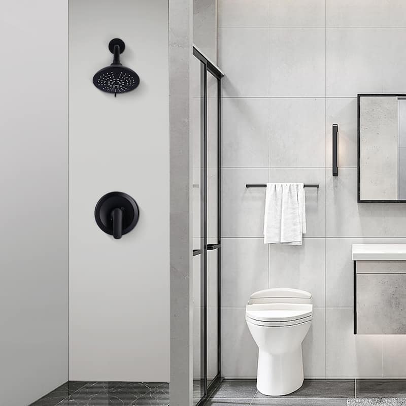 WOWOW Single Handle 5-Spray Round Shower Faucet with Valve
