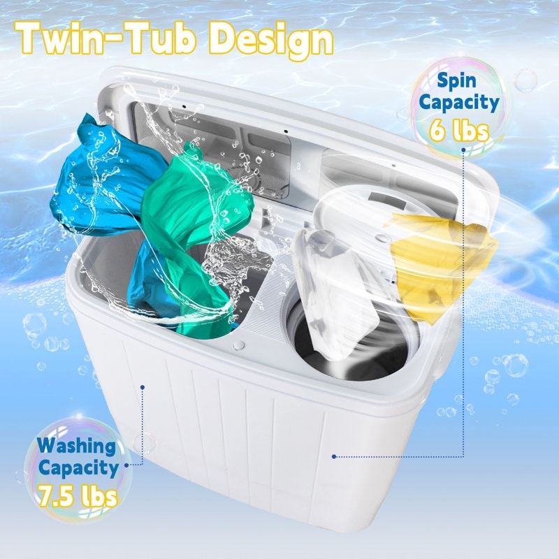 Portable Mini Compact Twin Tub 15lbs Washing Machine Washer - On Sale - Bed  Bath & Beyond - 37962719