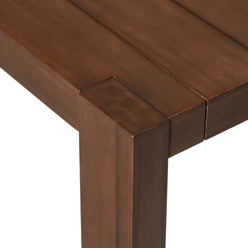 Outdoor Patio Dining Table Set for 6 - Person with Umbrella Hole Acacia Wood and Removable Cushions