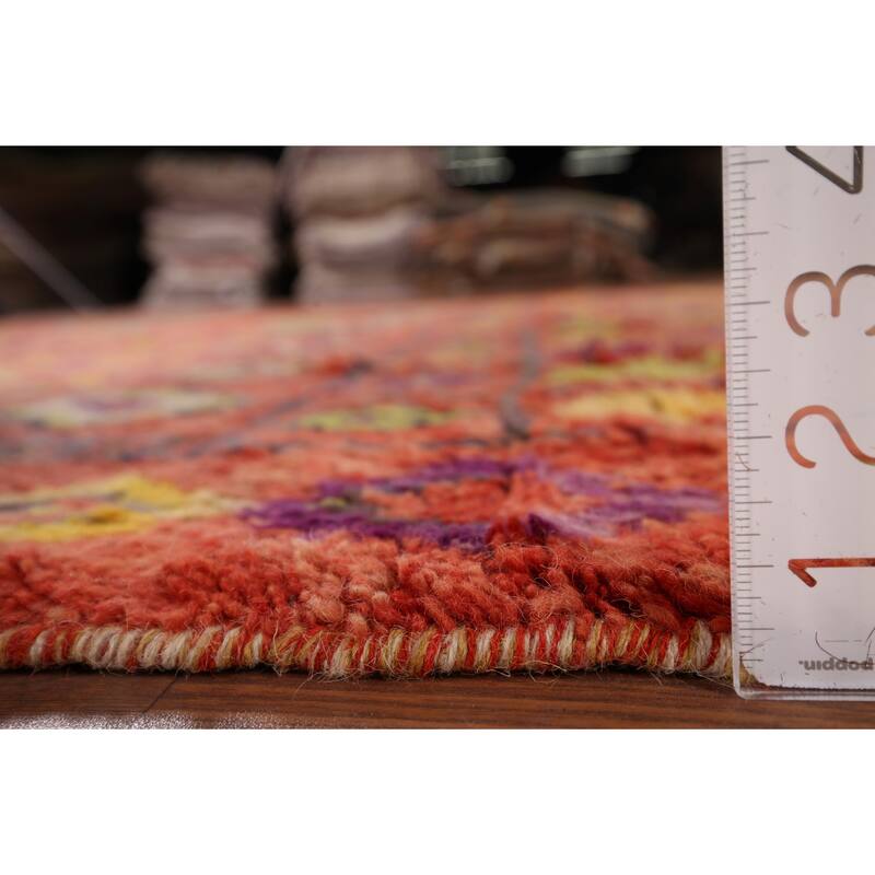 Orange Moroccan Oriental Area Rug Hand-Knotted Wool Carpet - 6'9" x 10'2"
