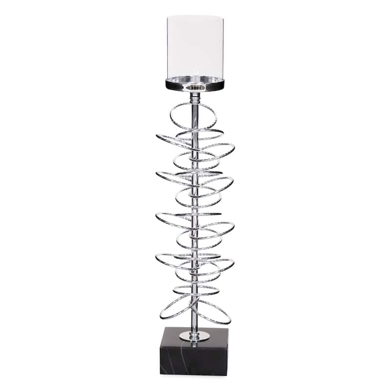 Allan Andrews Silver Metallic Chrome Candle Holder with Iron Rings Design (3 sizes available)