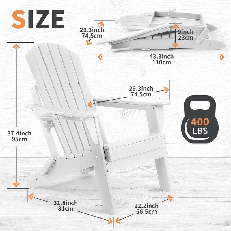 Vrakae Folding Adirondack Chair with Cup Holder Set of 2