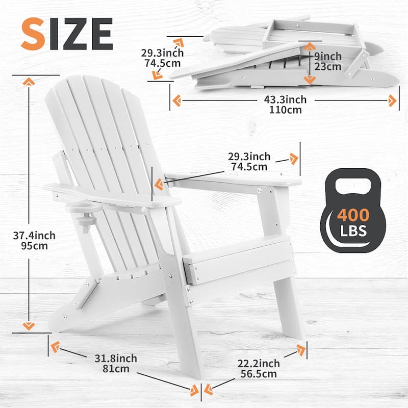Vrakae Folding Adirondack Chair with Cup Holder Set of 4