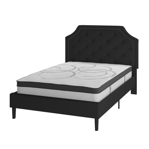 Brighton Full Size Platform Bed in Black Fabric Spring Mattress