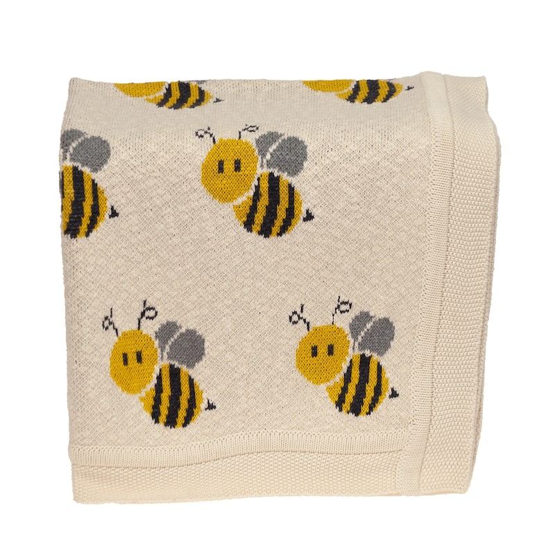 Honeybee Ivory Knitted 32" X 40" Baby Blanket - 32 x 40 - 32 x 40