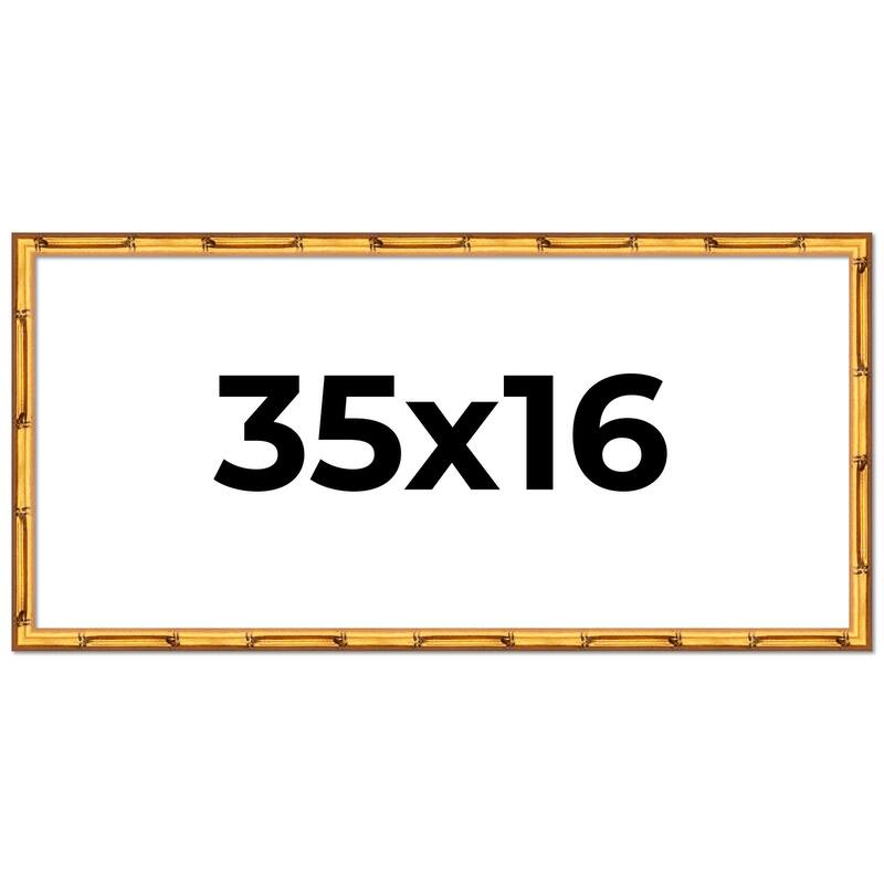 35x16 Frame Gold Bamboo Solid Wood Picture Frame | 1 Inch Moulding
