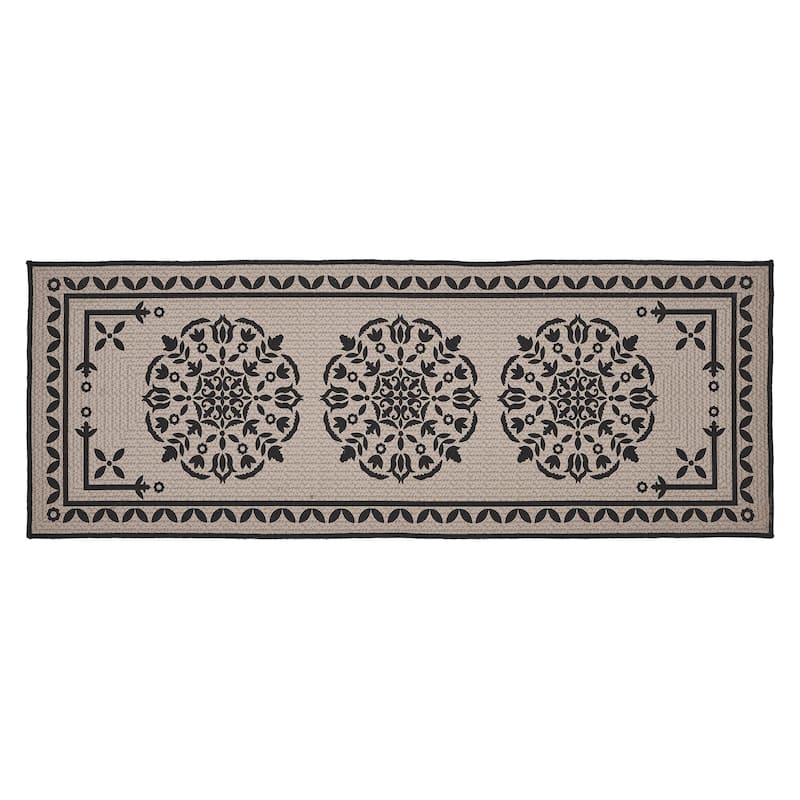 Custom House Black Tan Jacquard Polyester Bathmat