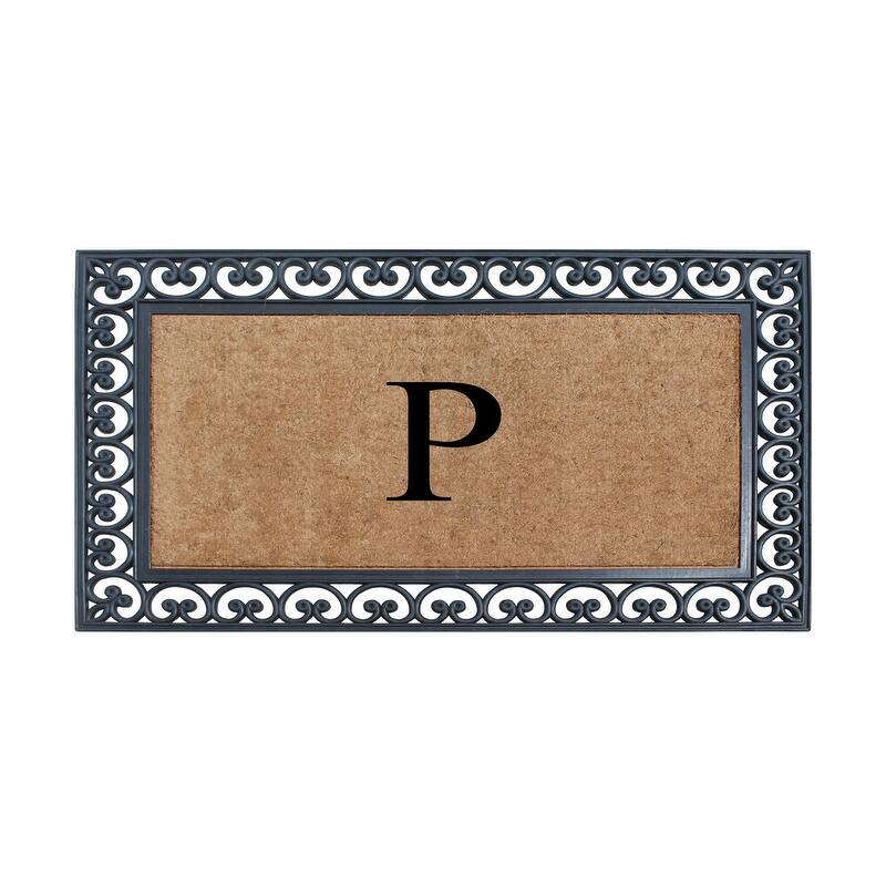 A1HC Natural Rubber and Coir Monogrammed Front Porch Entry Doormat 30"X48" - P