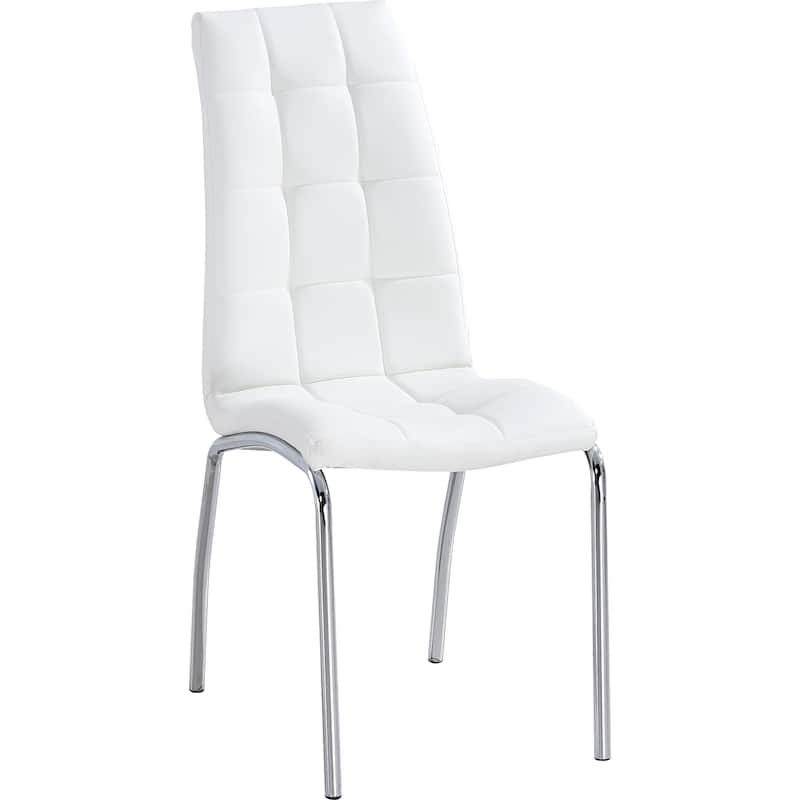 Set of 4 Modern Lattice Design Leatherette Dining Chair with Metal Legs