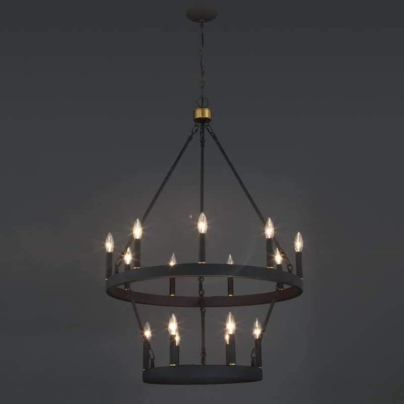 Acroma 15-light Farmhouse Black Tiered Chandelier for Dining Room - 27.5 inches