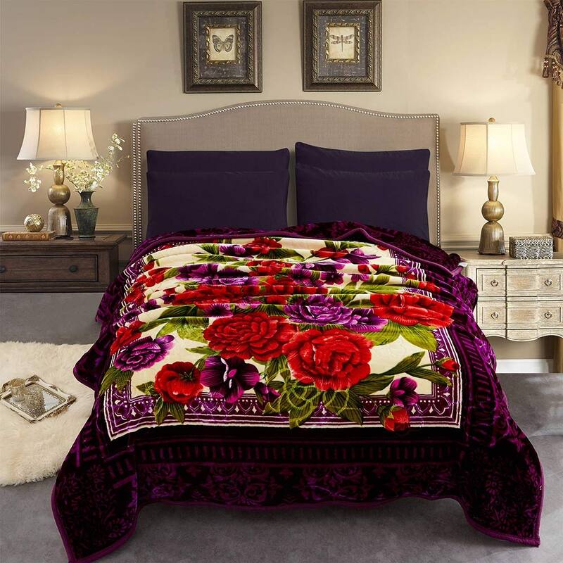 Korean-style 2-ply Printed Pattern Plush Mink Fleece Blanket