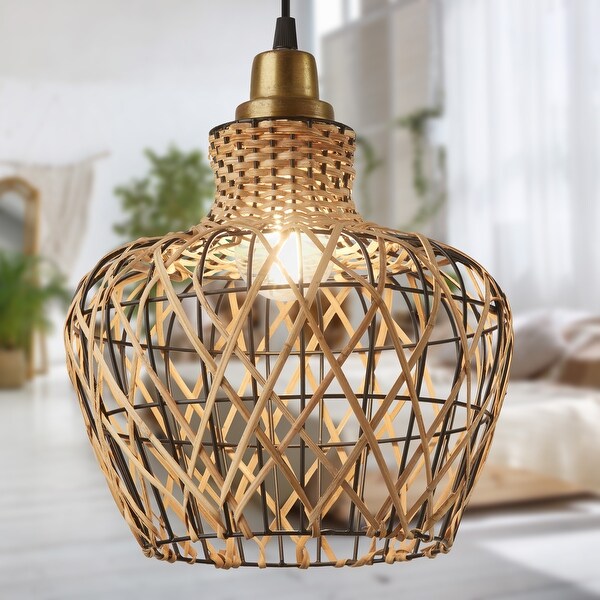 Rattan drop light outlet