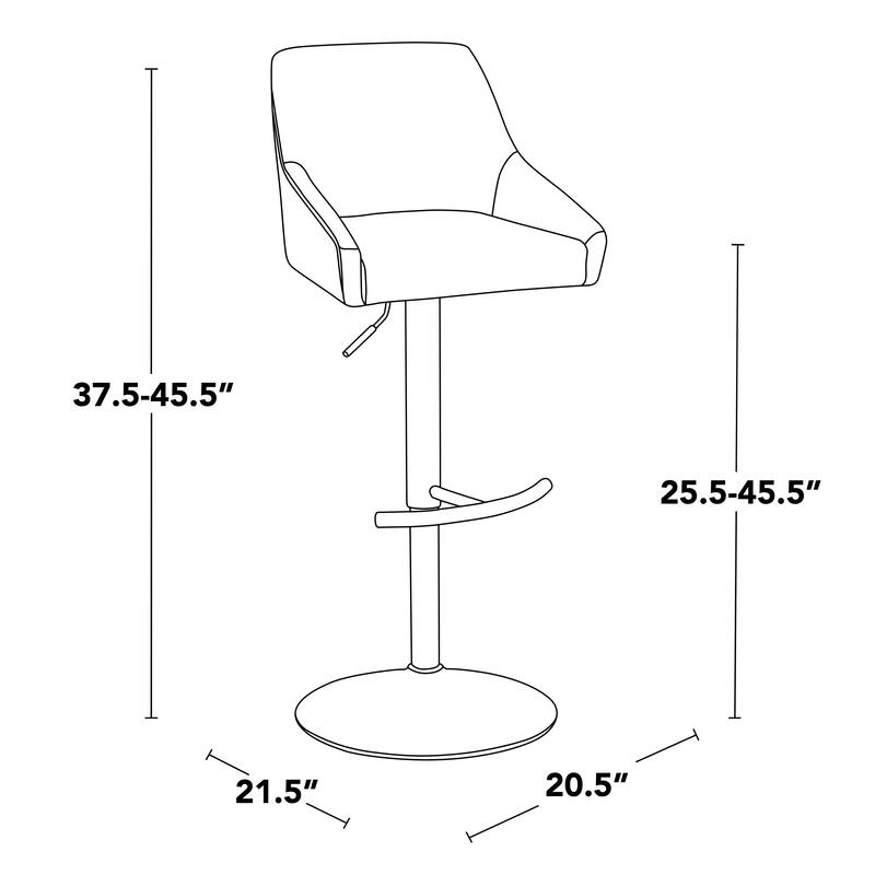 Porch & Den Hadley Adjustable Bar Stool with Rounded T Footrest (Set of 2)