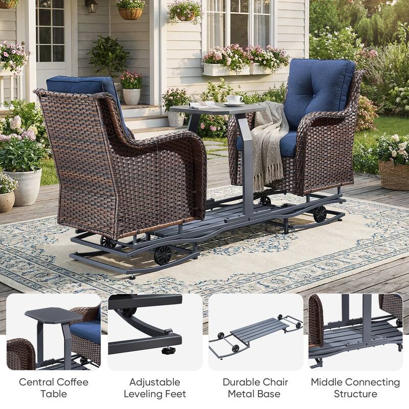 Pocassy Outdoor Patio 2-Person Swing Glider Chair