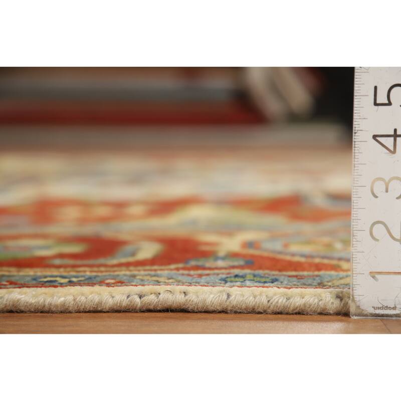 Geometric Medallion Heriz Serapi Indian Area Rug Handmade Wool Carpet - 8'11" x 11'7"