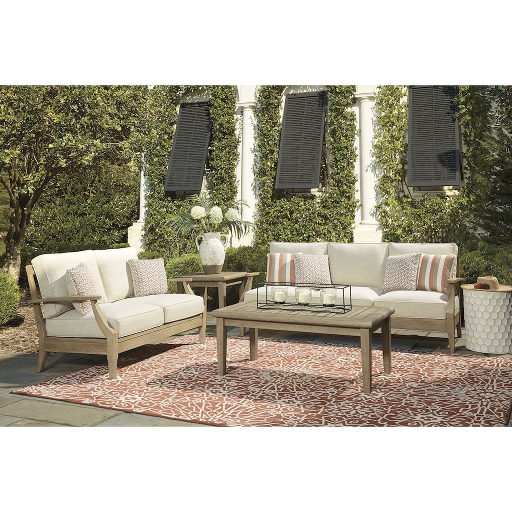 Signature Design by Ashley Clare View Beige 2-Piece Outdoor Package - 81"W x 35"D x 32"H