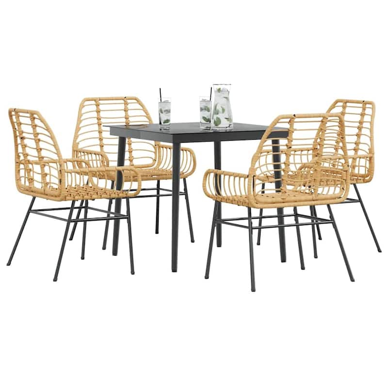 vidaXL Garden Dining Set Brown PE rattan 4-seater Garden Dining Set - 31.5 x 31.5 x 29.1