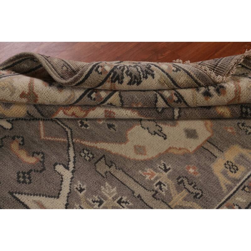 Gray Oushak Indian Runner Rug Hand-Knotted Wool Carpet - 6'0" x 18'0"