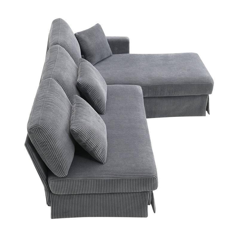 Modern L-shaped Corduroy Sofa with Reversible Chaise,4-seat