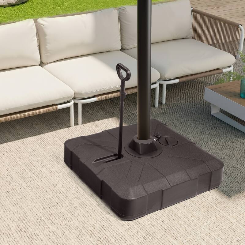 Pellebant Outdoor Patio 350LBS Cantilever Umbrella Base with Wheels and Rod - Brown