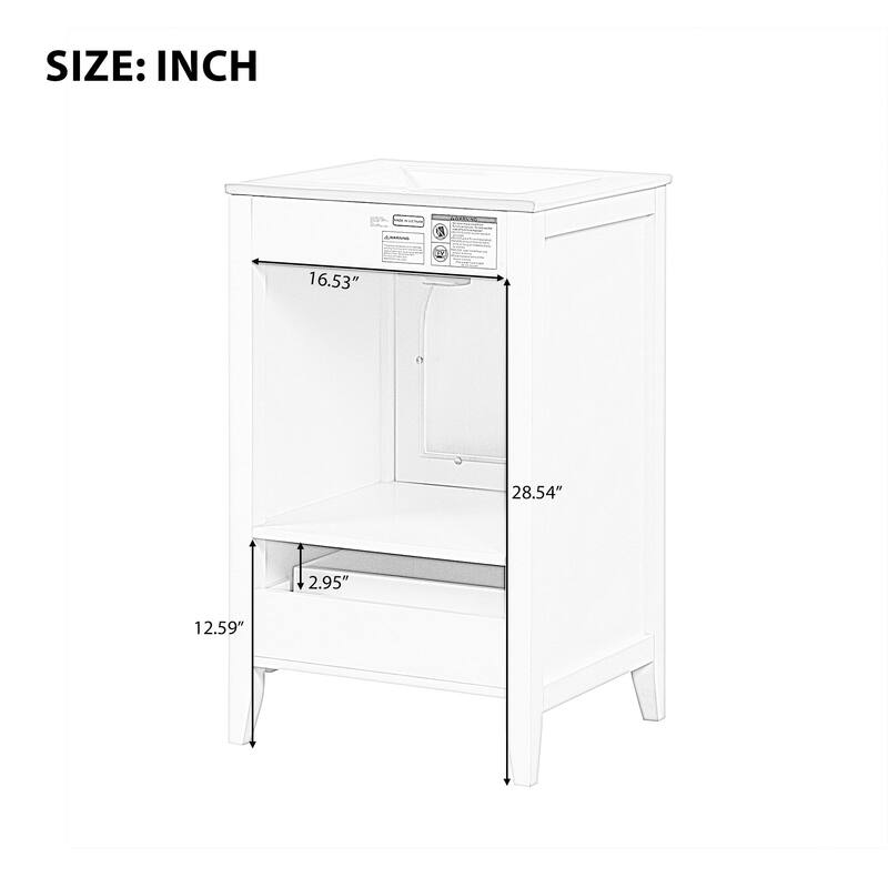 20 Inch Bathroom Vanity With Sink Combo, Modern Bathroom Vanity, Compact Space Bathroom Cabinet With Glass Door, Drawer