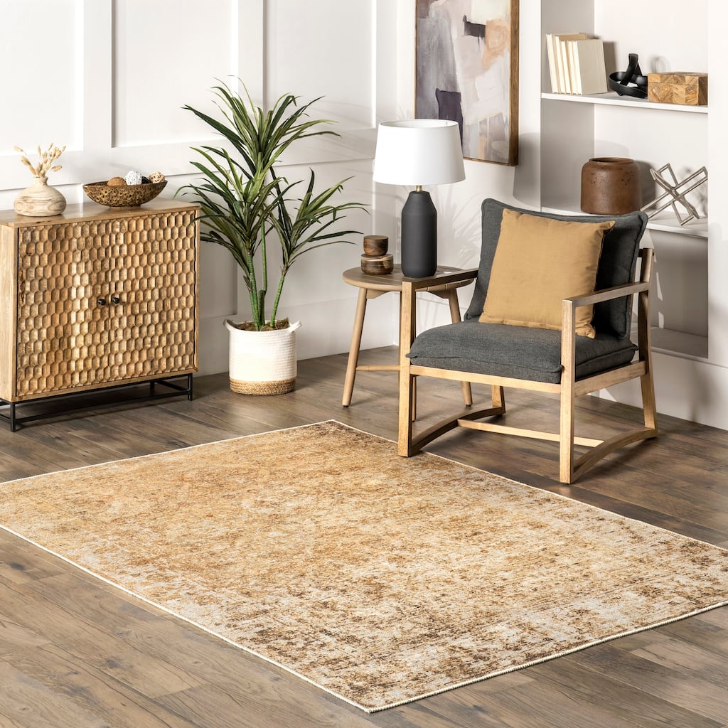Nuloom Harlow SpinClean Printed Faded Vintage Flatweave Area Rug