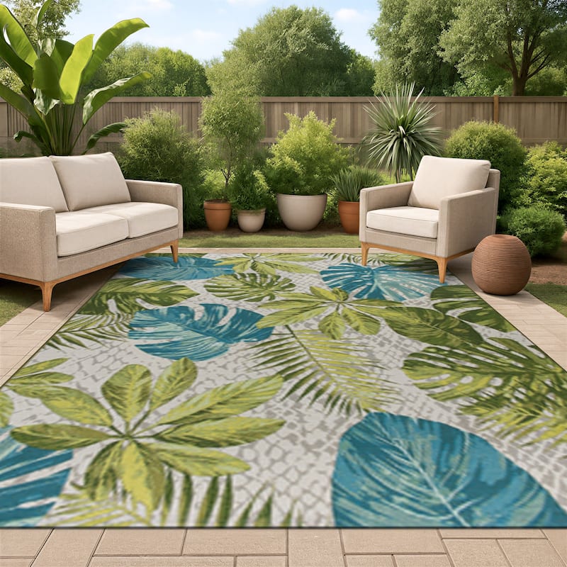 World Rug Gallery Modern Contemporary Geometric Indoor/Outdoor Area Rug