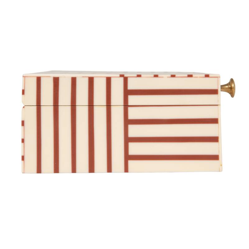 Resin Box with Striped Block Pattern and Gold Clasp