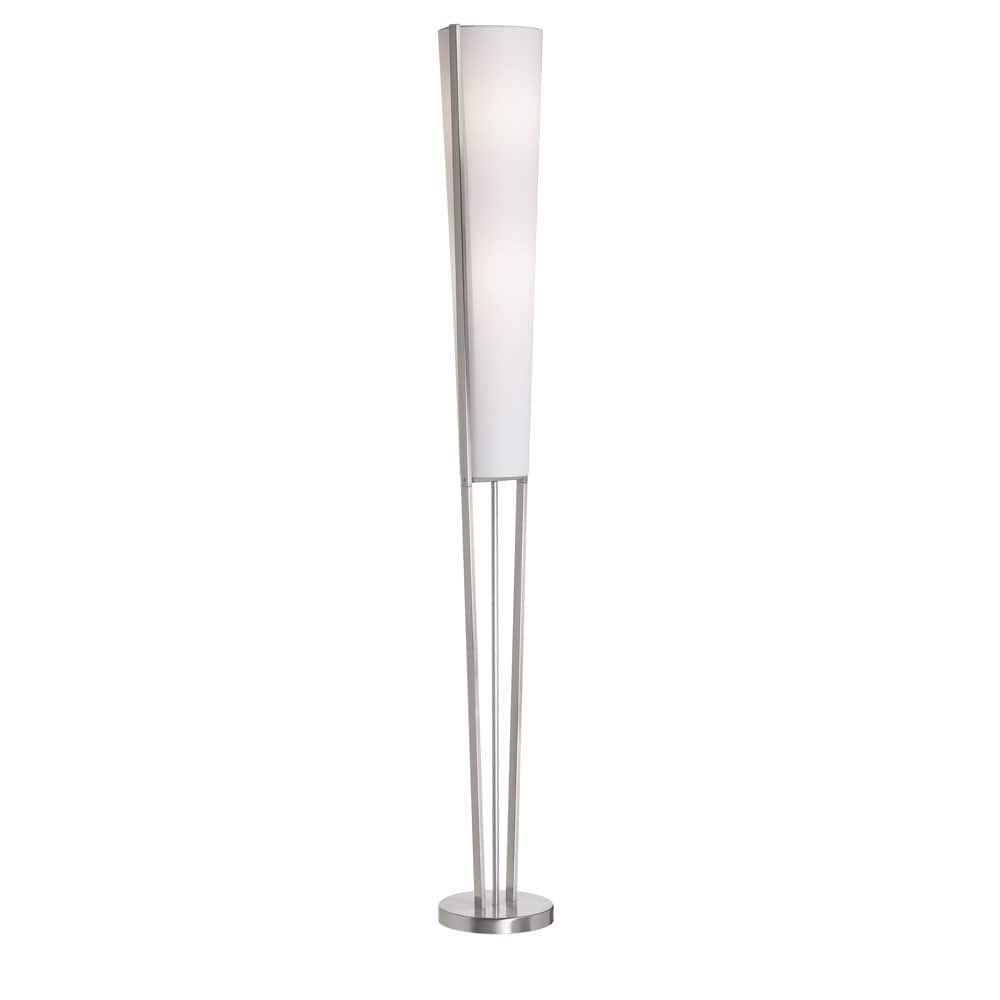 Emotions Satin Chrome 2-light White Linen Fabric Floor Lamp
