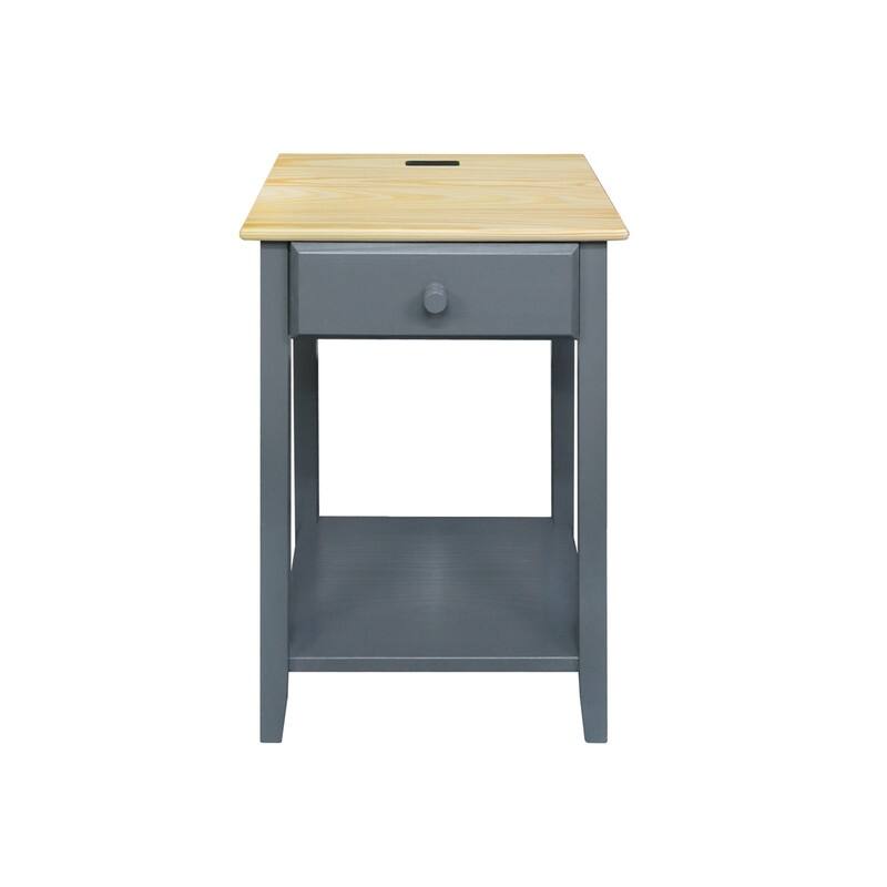 Night Owl 1-drawer Solid Wood Nightstand with USB Ports