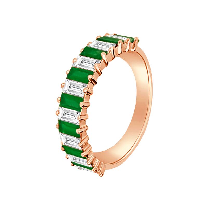 Auriya 14k Gold Lab Grown Emerald and Baguette Diamond Eternity Band 0.97 ct. tw. (F-G, VS)