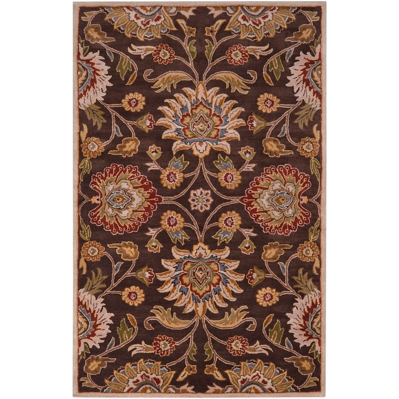 Patchway Handmade Classic Floral Wool Area Rug - Chocolate - 9' x 12'