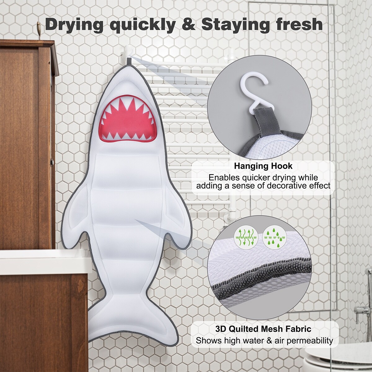 LANGRIA Shark-Shaped Full-Body Bath Pillow Mat with 7 Suction Cups for a  Stable and Comfortable Bathtub Surface - Bed Bath & Beyond - 30060671