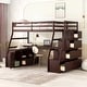 preview thumbnail 10 of 19, Twin Size Loft Bed with 7 Drawers 2 Shelves and Desk Coffee