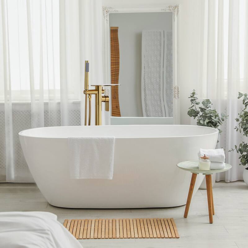 WOWOW Single Handle Floor-Mounted Bathtub Faucet
