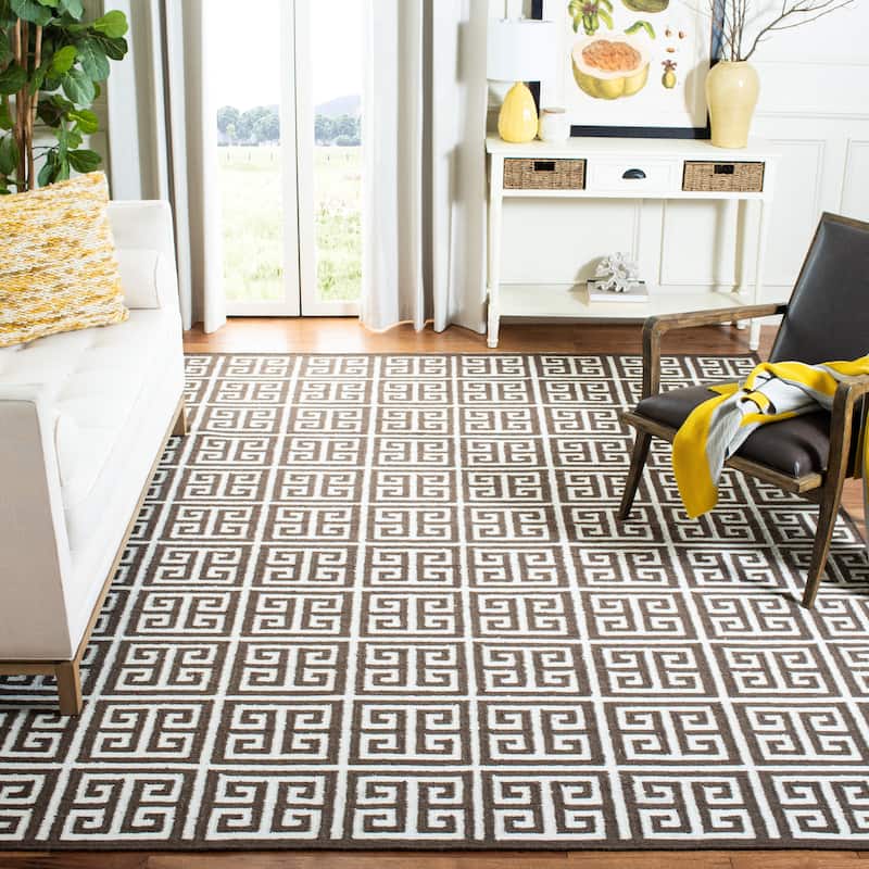SAFAVIEH Handmade Flatweave Dhurries Oliga Modern Wool Rug - 6' x 9' - Brown/Ivory