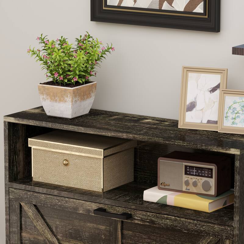 Farmhouse Shoe Storage Cabinet with Barn Door Design