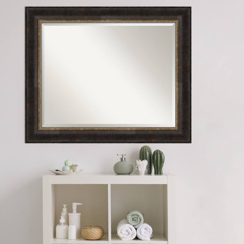 Beveled Bathroom Wall Mirror - Varied Black Frame - Varied Black