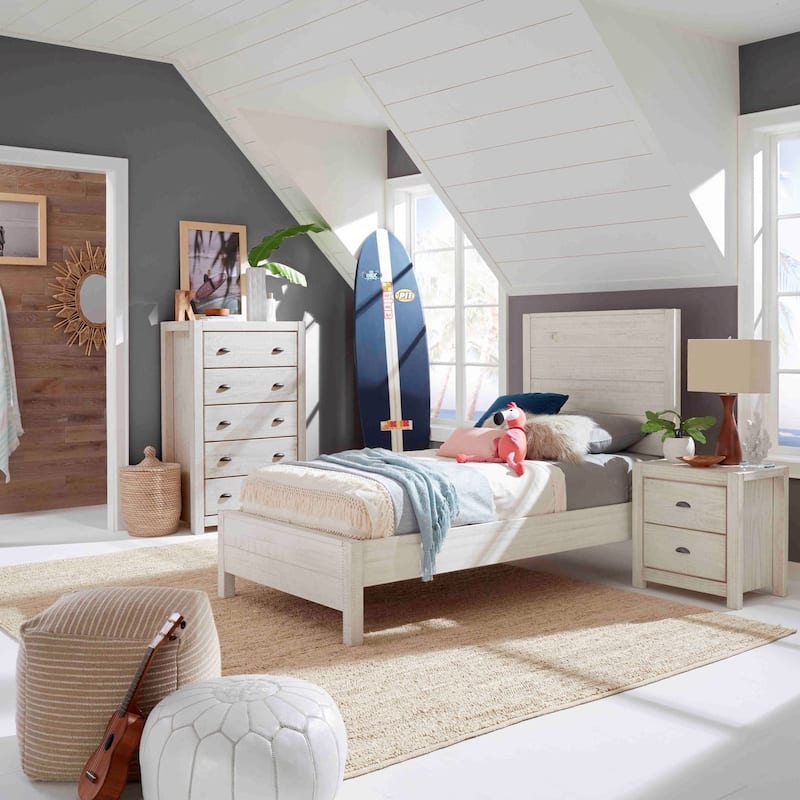 Grain Wood Furniture Montauk Distressed Solid Wood Panel Bed