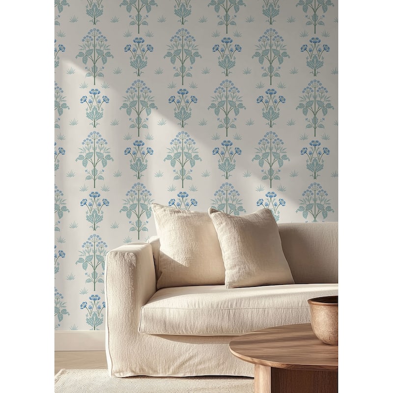 Meadow Sweet Chalk and Wedgwood Peel and Stick Wallpaper