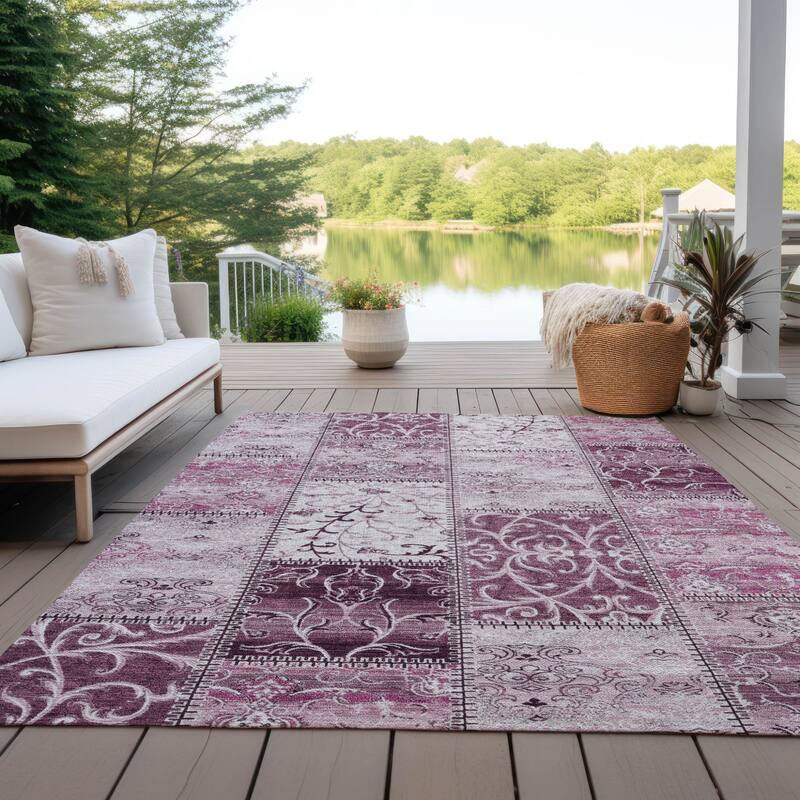 Alvave Patchwork Weather Resistant Blended Style Outdoor Rug