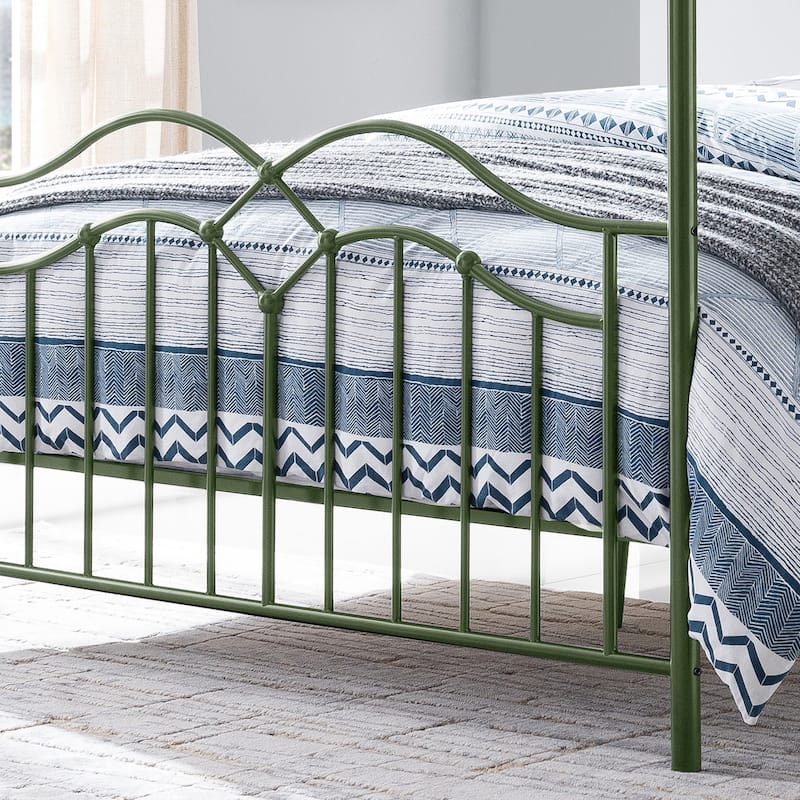 Christopher Knight Home - Voss Queen Iron Canopy Bed Frame with Four-Post Canopy Design